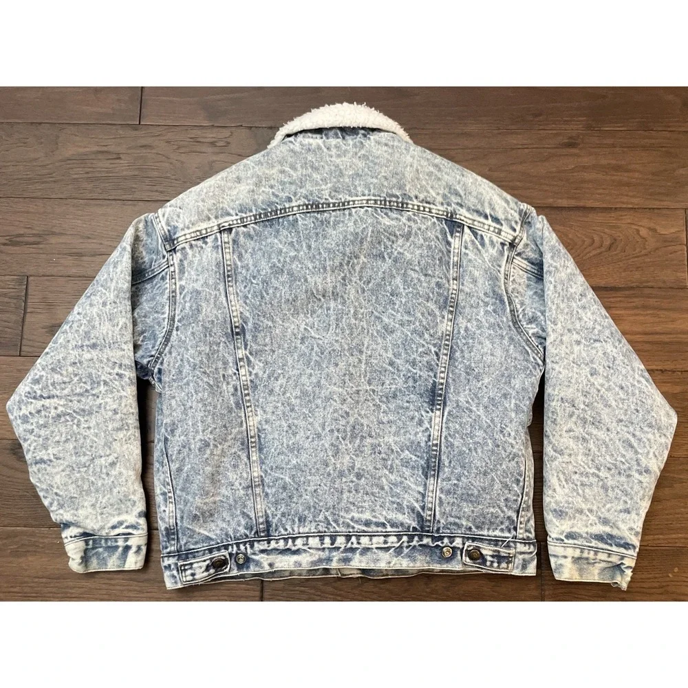 Vintage Levis Sherpa Lined Denim Trucker Jacket Men's Large Blue Made In USA‎